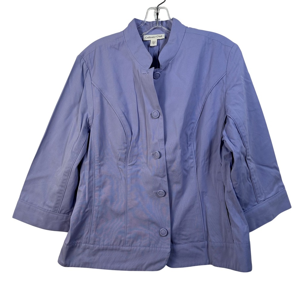 Coldwater Creek Periwinkle Purple Cotton Button Jacket Size 16